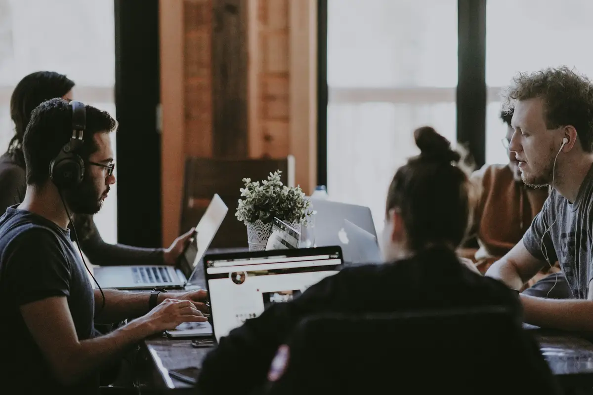 Team at work answering client questions